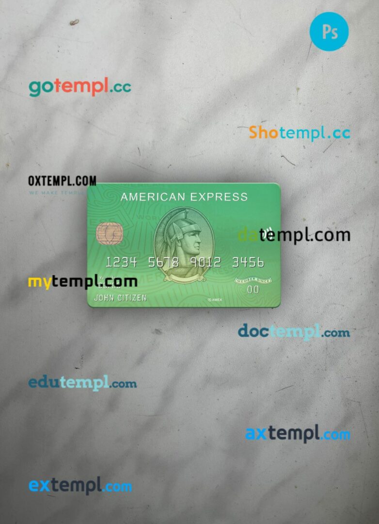 USA Waste Management bank AMEX Card PSD scan and photo-realistic snapshot, 2 in 1