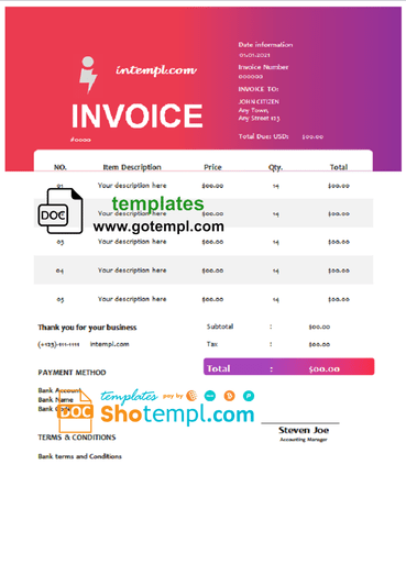 # scheme theory universal multipurpose tax invoice example in Word and PDF format, fully editable