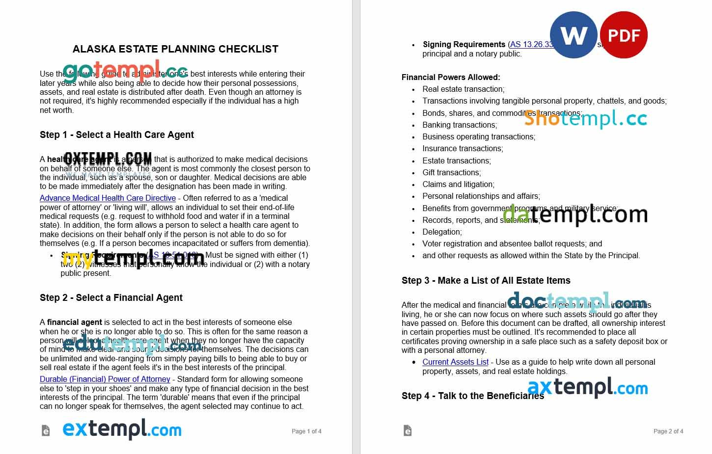 free download alaska estate planning checklist example, Word and PDF format