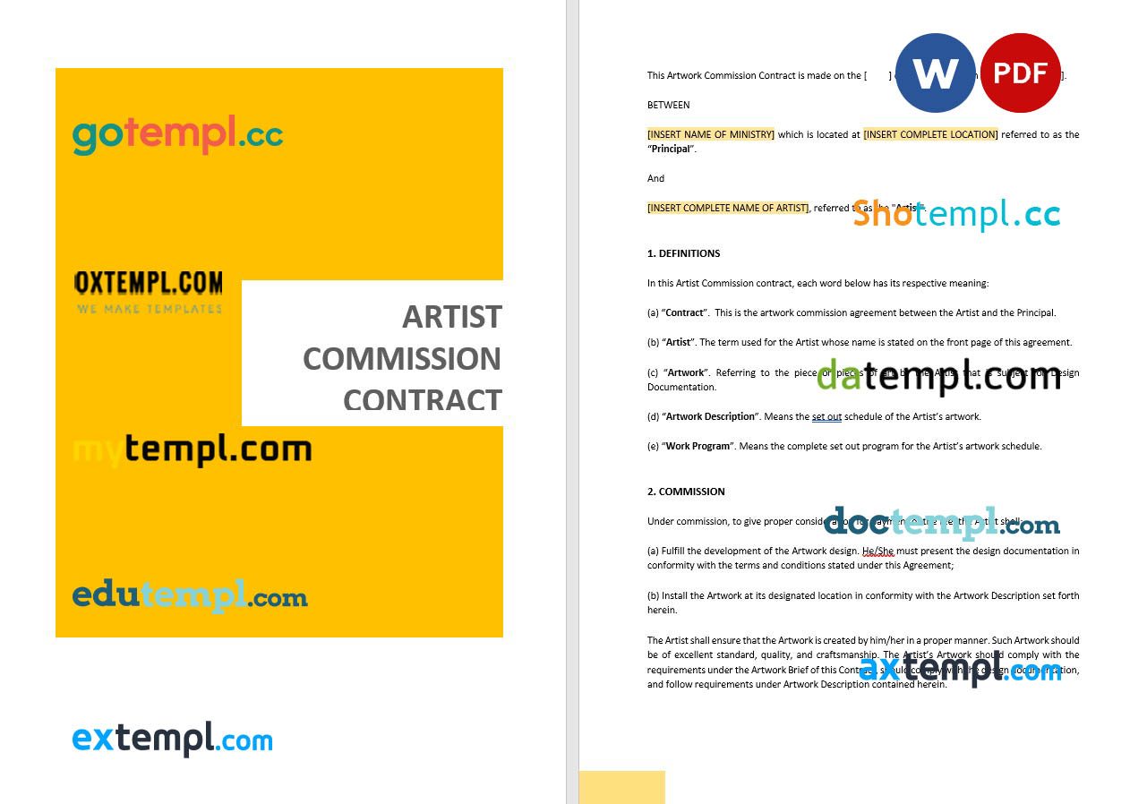 free download artist commission contract example , Word and PDF format