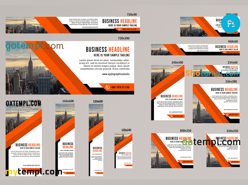 # big box editable banner template set of 13 PSD