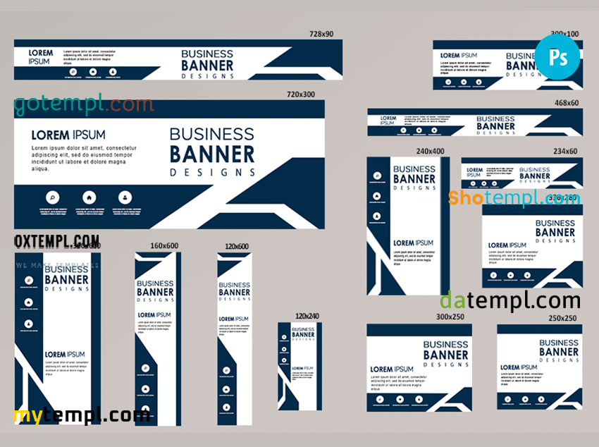 # classic growth editable banner template set of 13 PSD