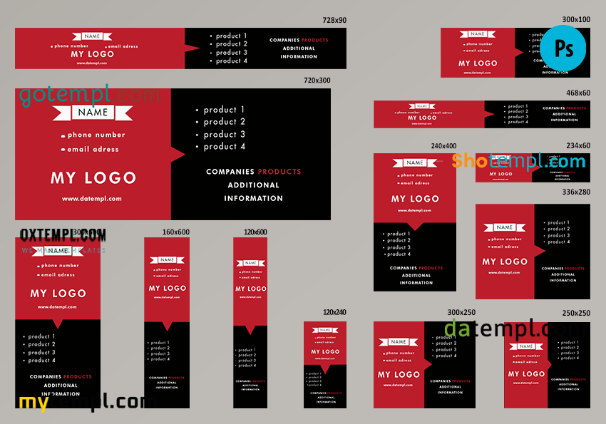 # classichish editable banner template set of 13 PSD