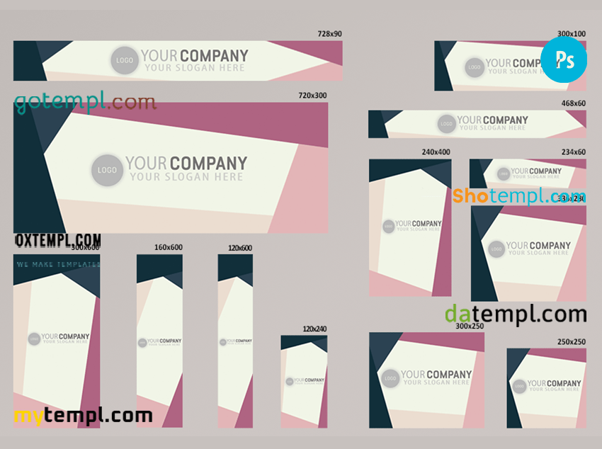 # color frame editable banner template set of 13 PSD