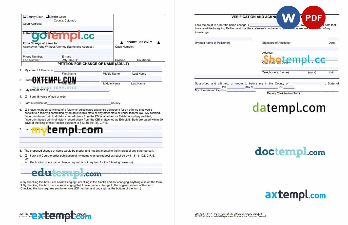 free download colorado petition for change of name adult example, Word and PDF format