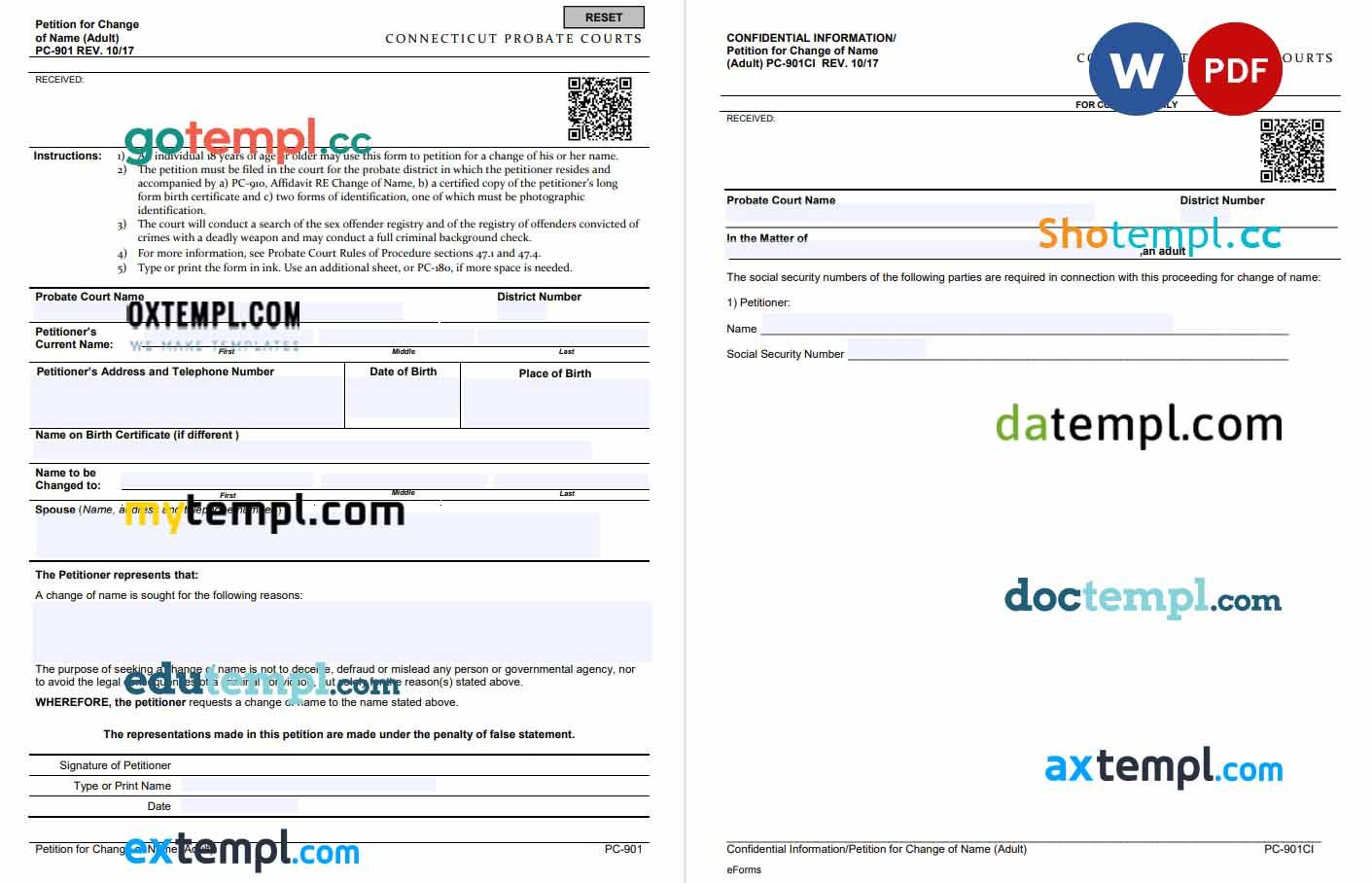 free download connecticut petition for change of name adult example, Word and PDF format