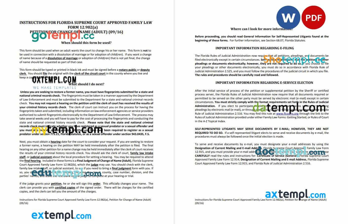 free download florida petition for change of name adult example, Word and PDF format