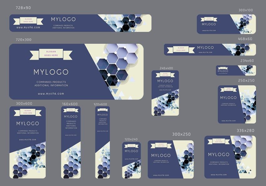 # geo symmetry editable banner template set of 13 PSD