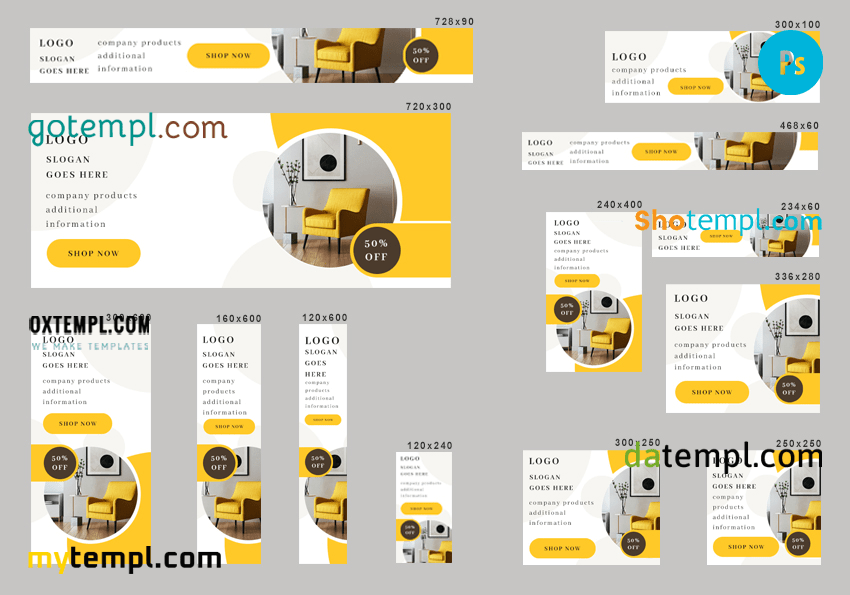 # glorious decor editable banner template set of 13 PSD