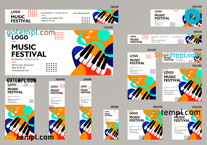 # musicology editable banner template set of 13 PSD