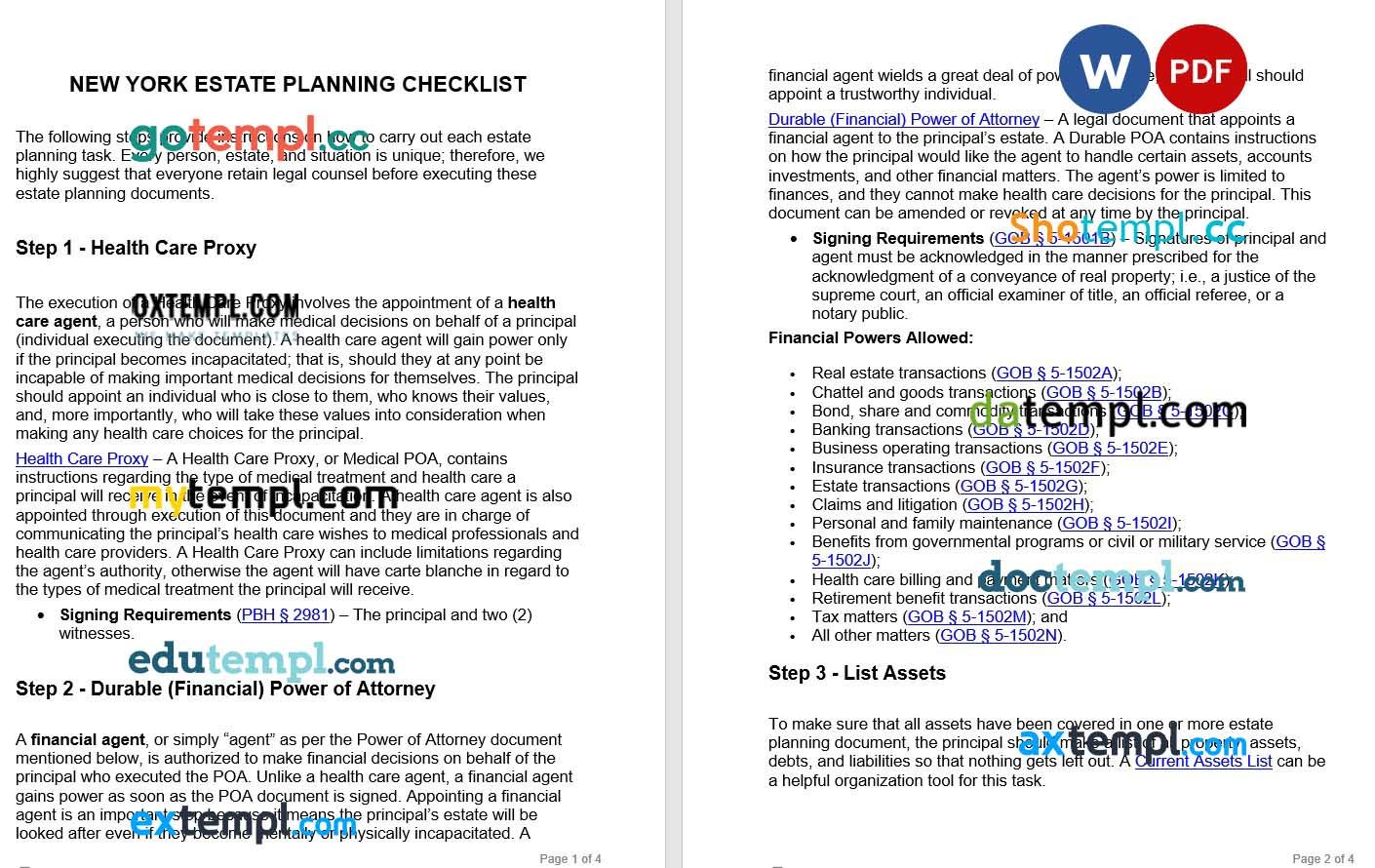 New York Estate Planning Checklist example, fully editable