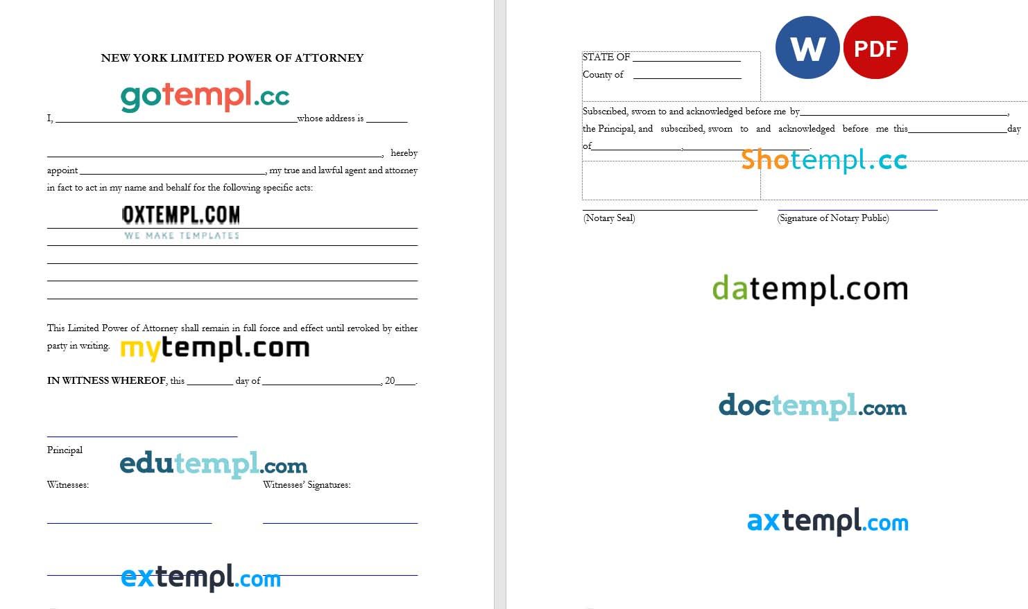 New York Limited Power of Attorney Form example, fully editable version 1