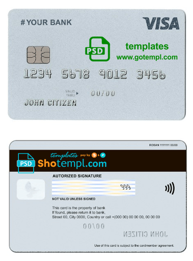 # external grey universal multipurpose bank card example in PSD format, fully editable