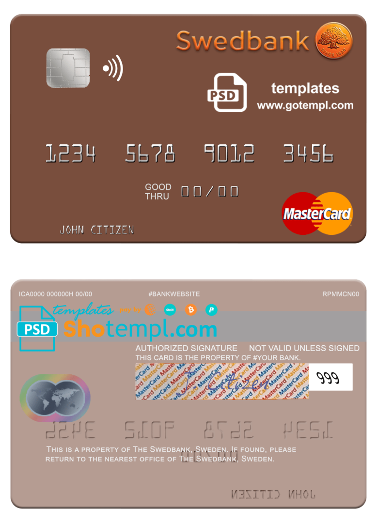 Swedish Swedbank mastercard example in PSD format