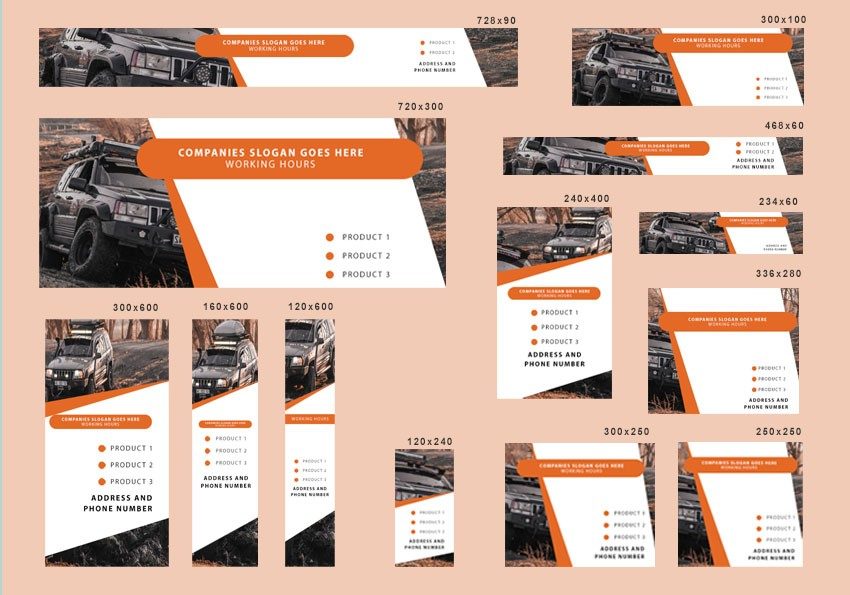 # transport motion editable banner template set of 13 PSD
