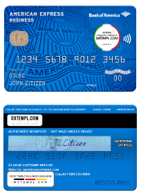 USA Bank of America AMEX business card example in PSD format, fully editable