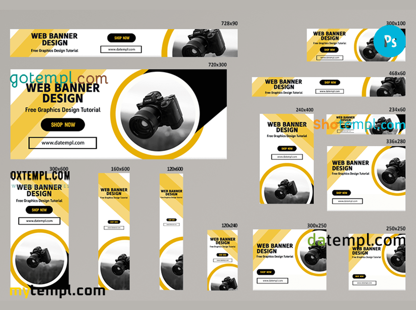 # visual lab editable banner template set of 13 PSD