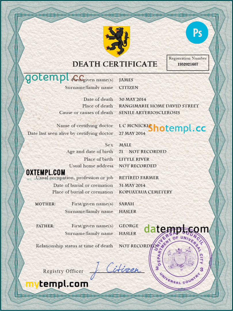 # apex vital record download death certificate universal PSD example