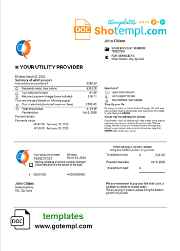 # energy skill universal multipurpose utility bill download example in Word format