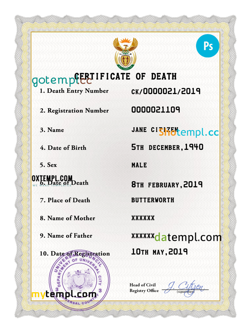# coat optimum vital record download death certificate universal PSD example