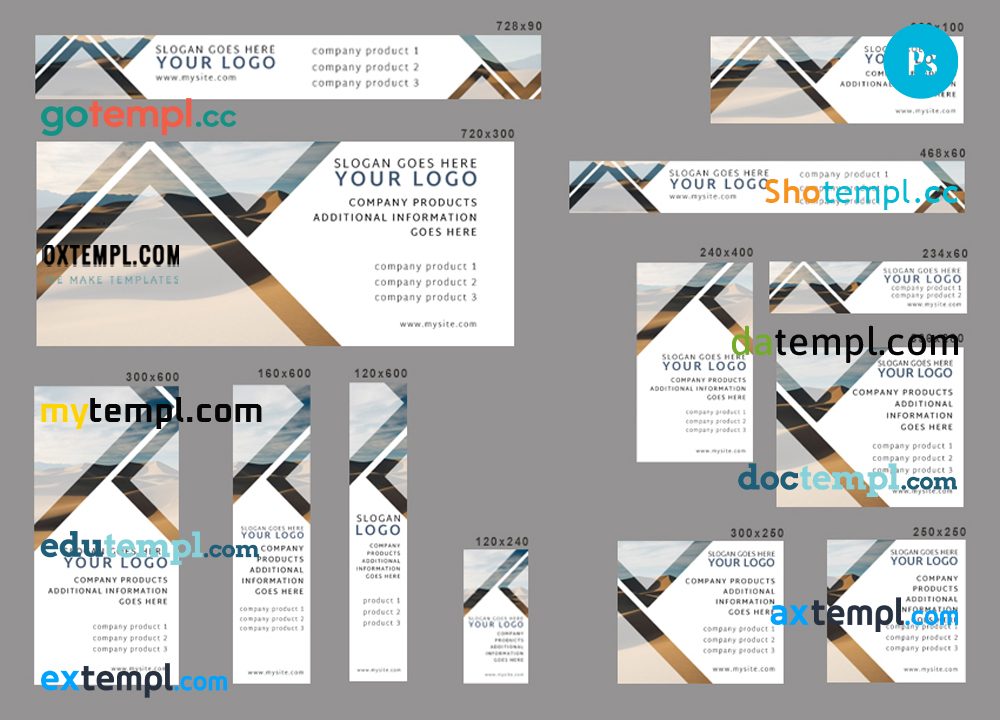 # desert vale editable banner template set of 13 PSD