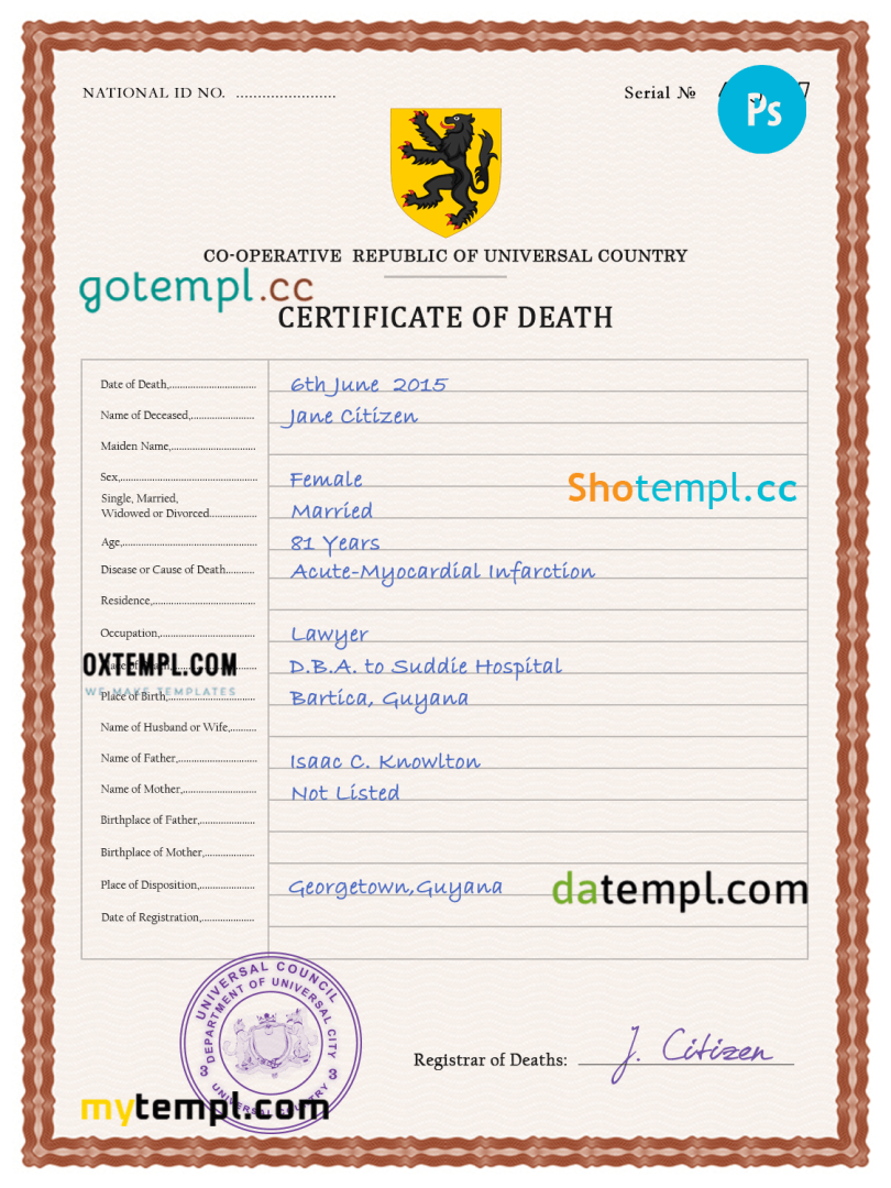 # horizon vital record download death certificate universal PSD example