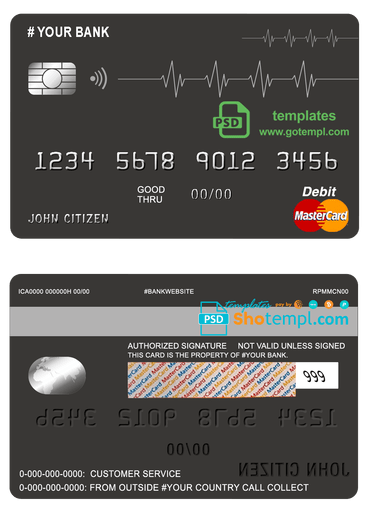 # icon abstract universal multipurpose bank visa credit card example in PSD format, fully editable