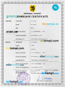 # joy universal marriage certificate PSD example, completely editable
