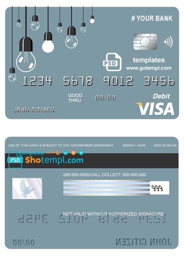 # king lamp universal multipurpose bank visa credit card example in PSD format, fully editable
