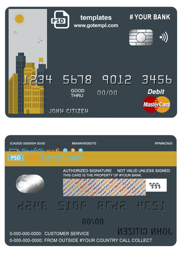 # ori building universal multipurpose bank mastercard debit credit card example in PSD format, fully editable