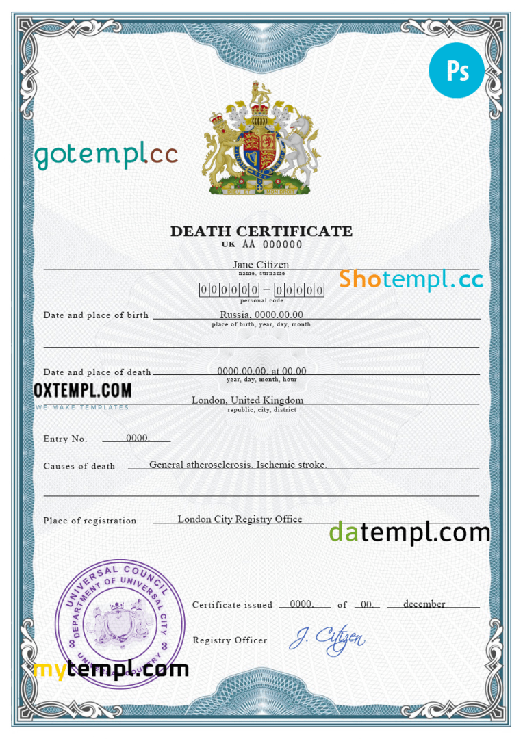# origin break vital record download death certificate universal PSD example