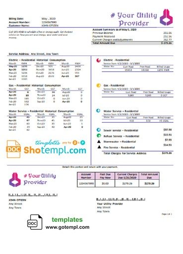 # own point universal multipurpose utility bill download example in Word format