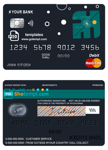 # powder art universal multipurpose bank mastercard debit credit card example in PSD format, fully editable
