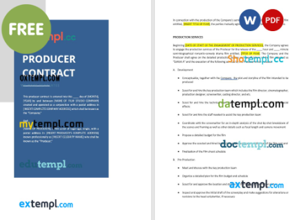 free download producer contract example, Word and PDF format