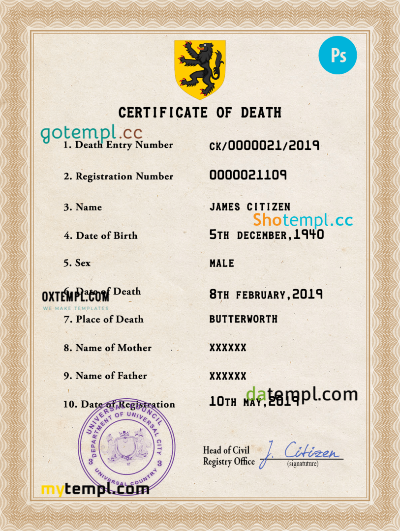 # scope vital record download death certificate universal PSD example