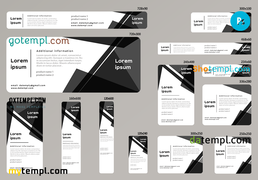 # sleek black editable banner template set of 13 PSD