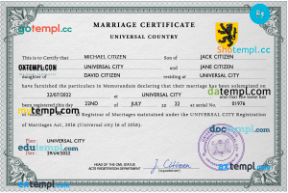 # snapshot universal marriage certificate PSD example, fully editable
