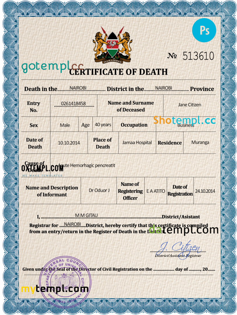 # solid death universal certificate PSD example, completely editable