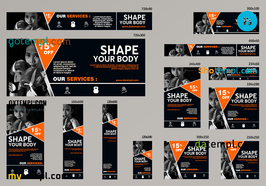 # sporting power editable banner template set of 13 PSD