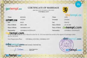 # viewfinder universal marriage certificate PSD example, fully editable