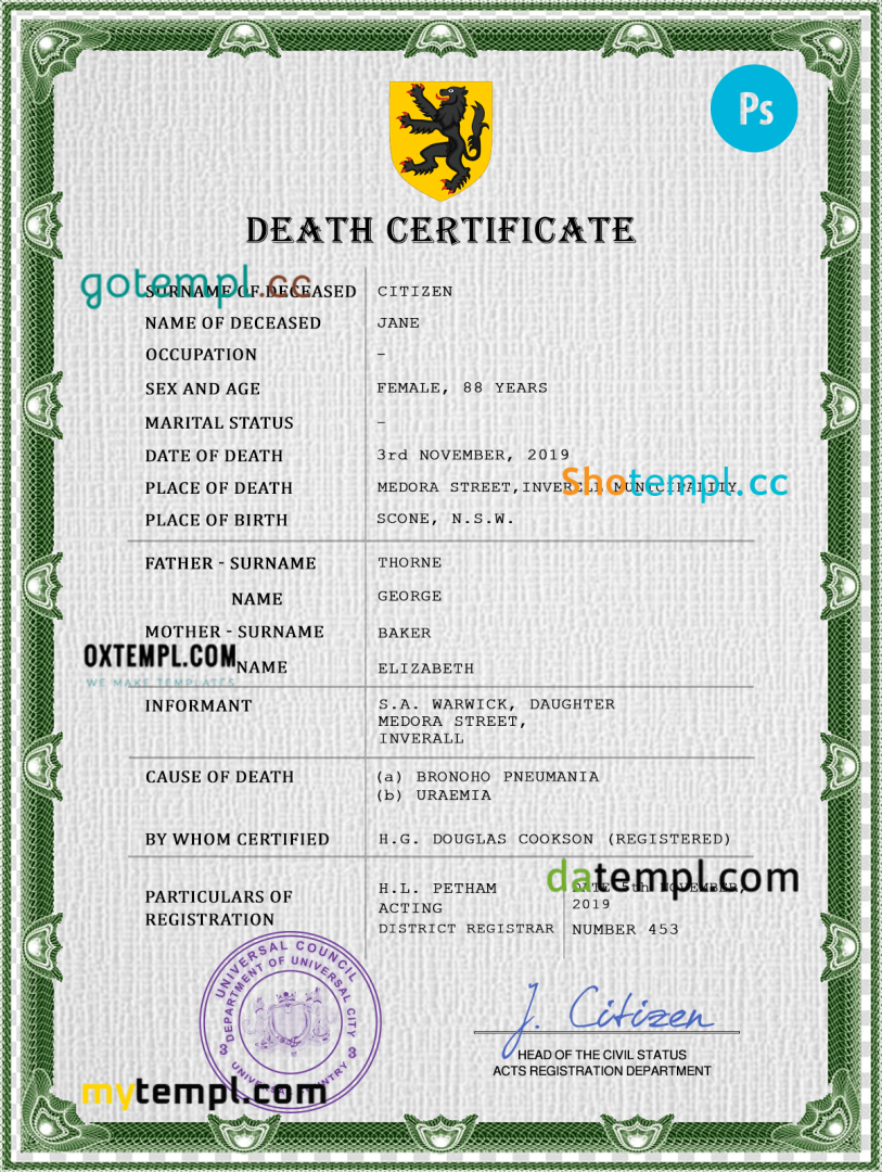 # wisdom vital record download death certificate universal PSD example