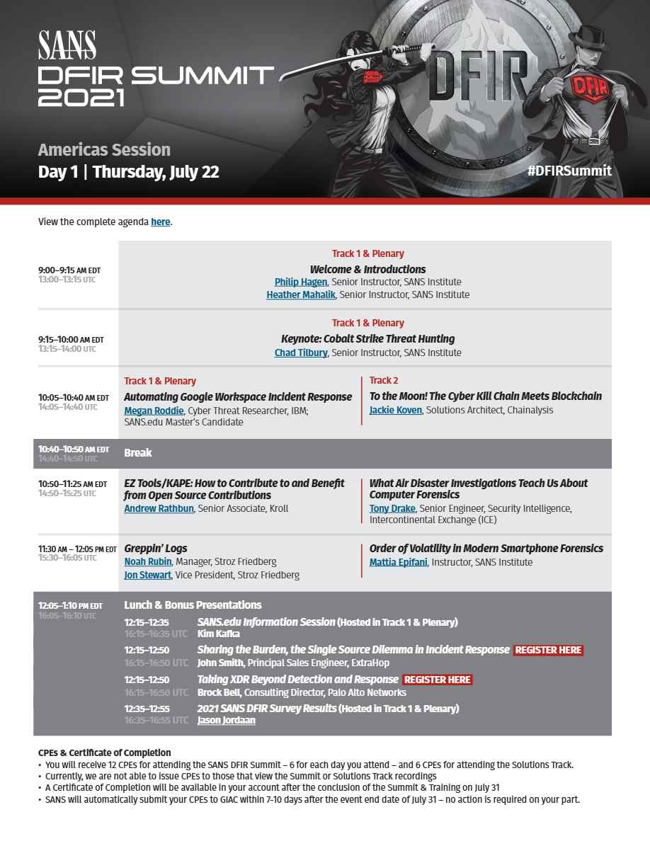 Dfir Summit 2021 agenda template in Word and PDF formats