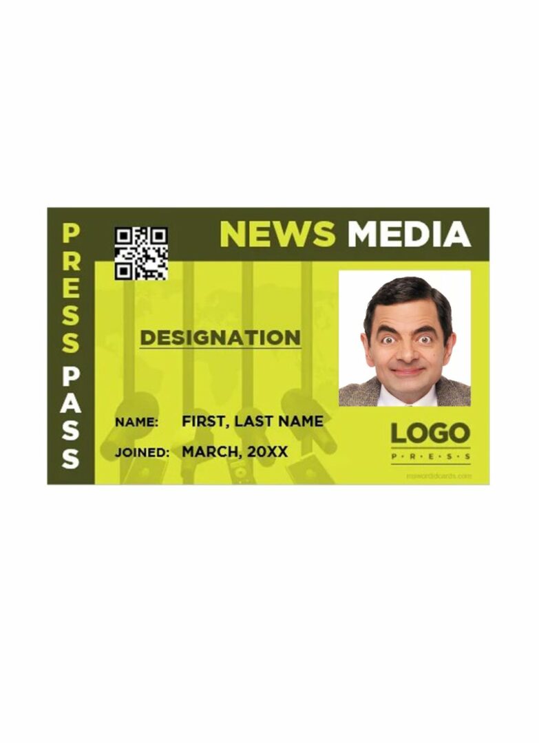 Any news media pass documentation template in PSD format