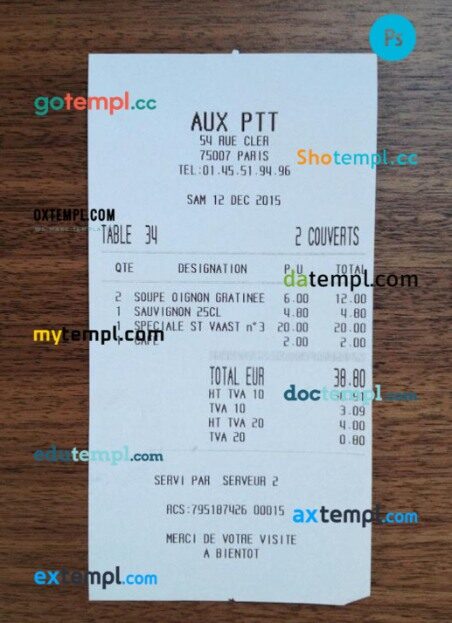 Aux Ptt payment check PSD template