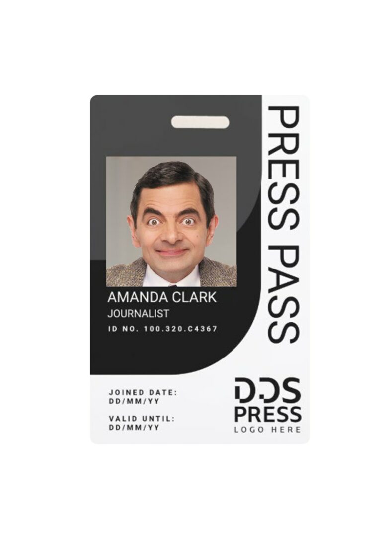 DDS press company pass card template in PSD format