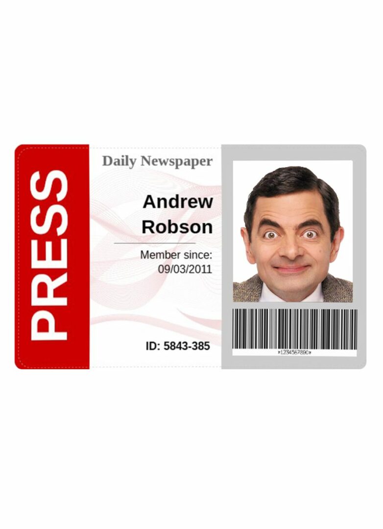 Daily newspaper press pass template in PSD format