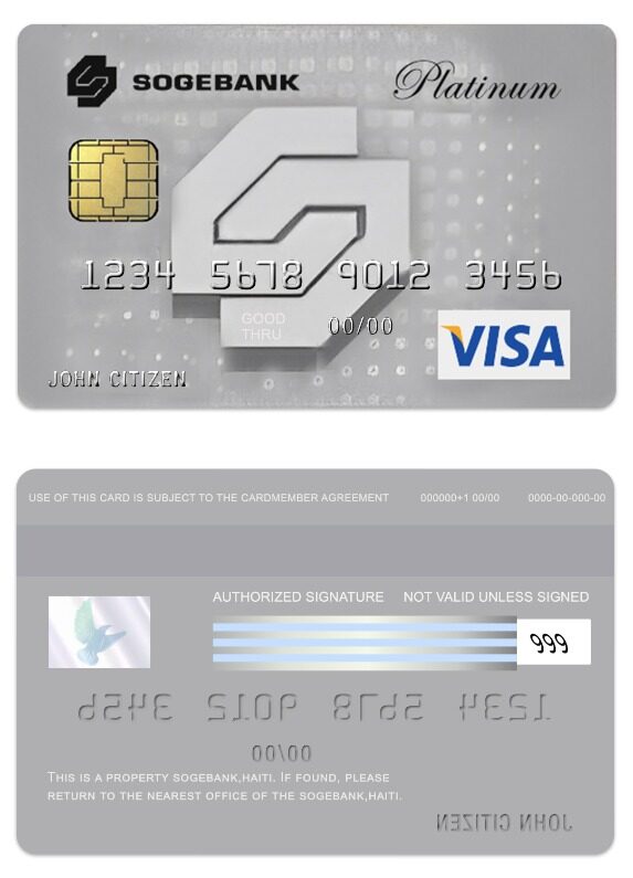 Haiti SogeBank visa platinum card template in PSD format
