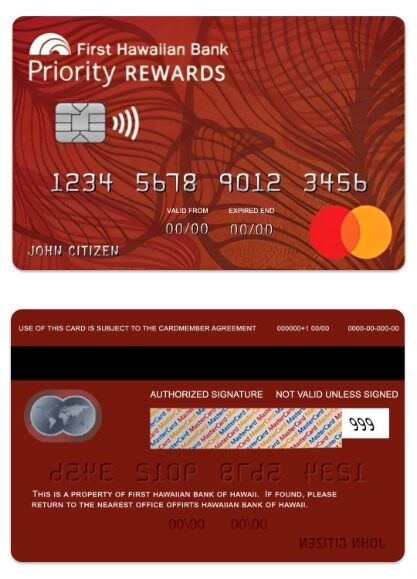 Hawaii Priority RewardsSM Credit mastercard template in PSD format