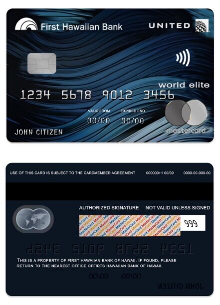 Hawaii United Credit mastercard template in PSD format