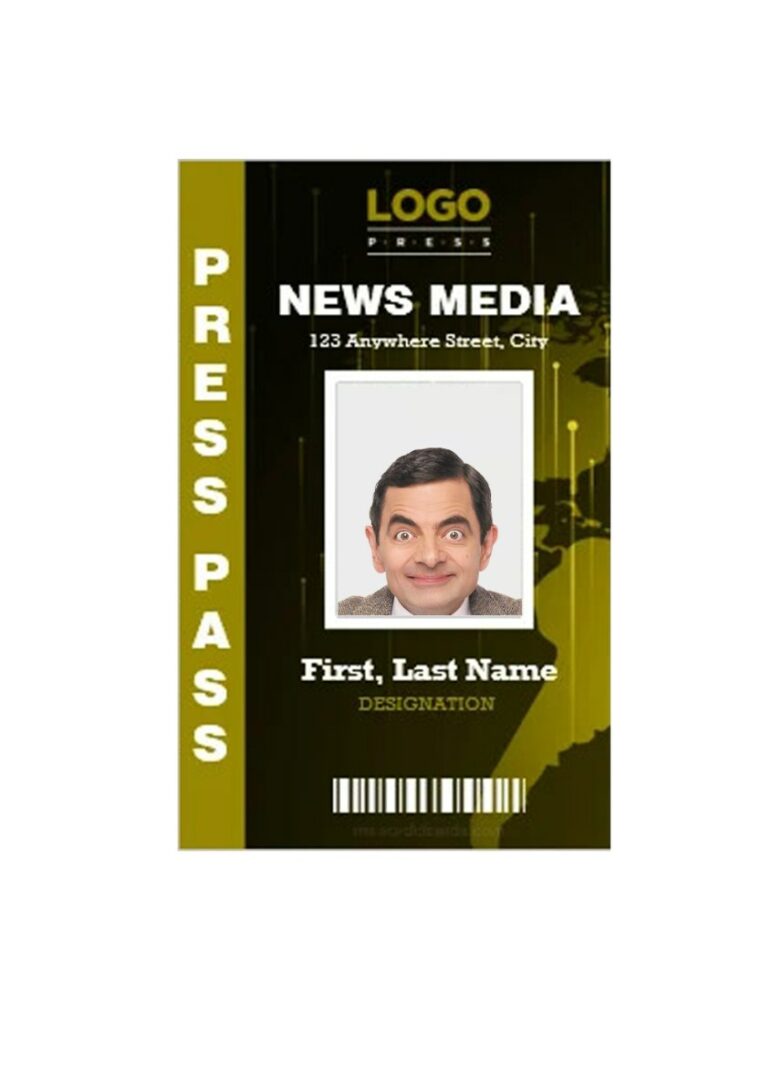 International media company access card template in PSD format